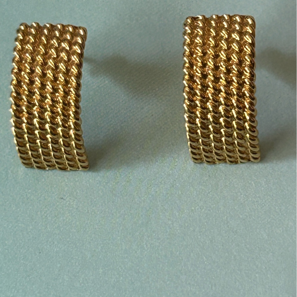 Monet Gold Tone Textured Half Hoop Pierced Earrings